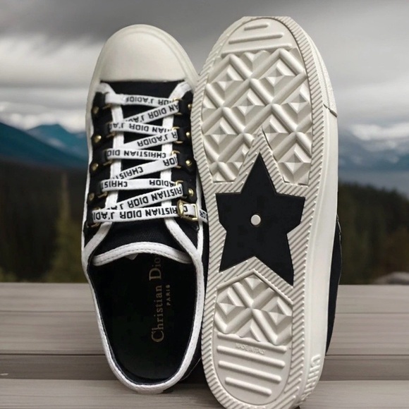 Christian Dior WalkN Dior Black Canvas Monochrome Women's Sneakers SZ 9 - Picture 14 of 15